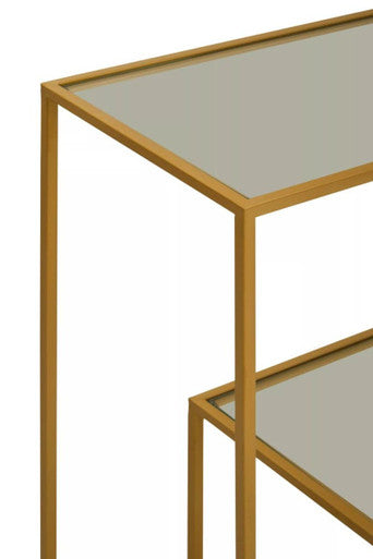 Clear Glass Top and Gold Finish Frame Console Table, Avento