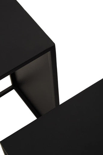 Set of 3 Black Iron Rectangular Nesting Tables, Avento