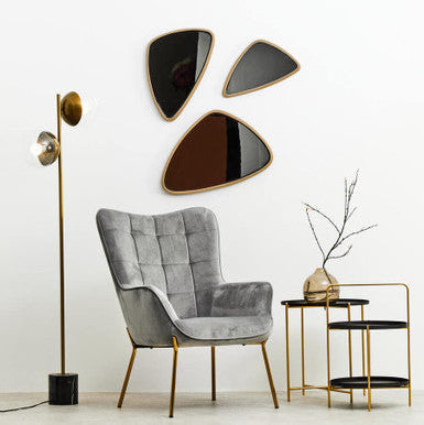 Trosa Black and Gold Finish 2 Tier Tray Side Table