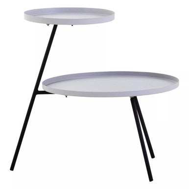 Grey Iron Tray Top and Black Iron Legs 2 Shelf Side Table, Trosa
