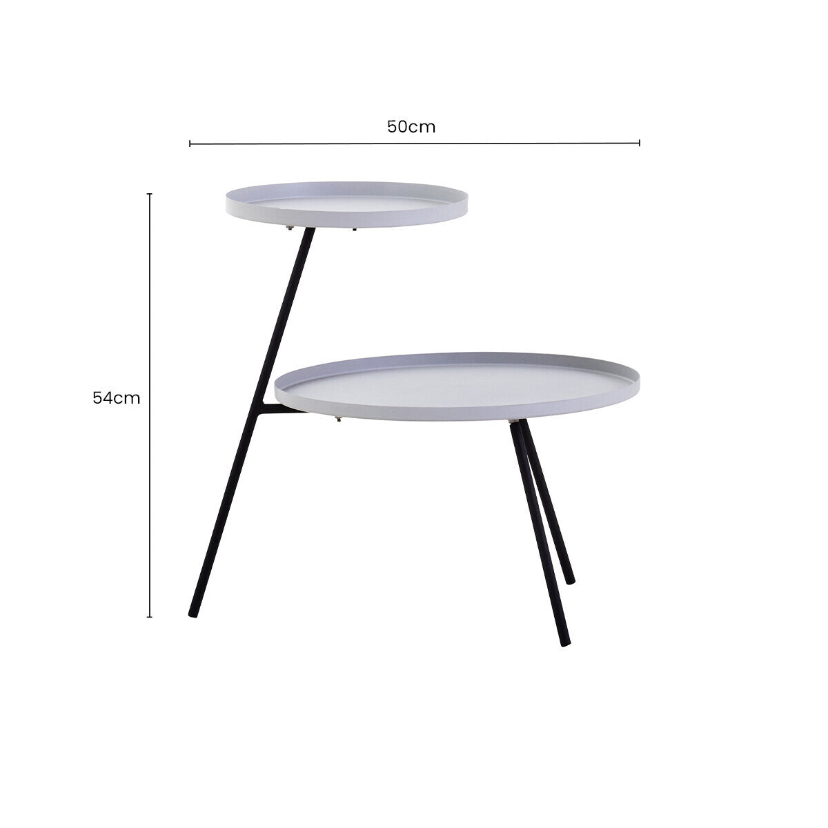 Trosa Grey and Black Finish 2 Tier Tray Side Table