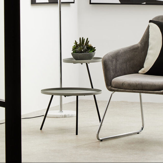 Trosa Grey and Black Finish 2 Tier Tray Side Table