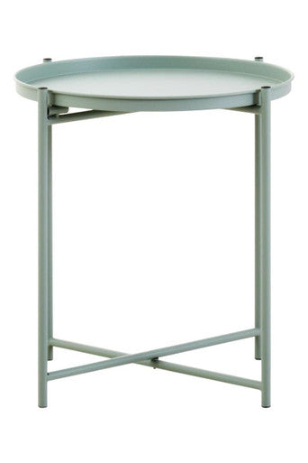 Green Iron Round Side Table with Slender Metal Legs, Trosa