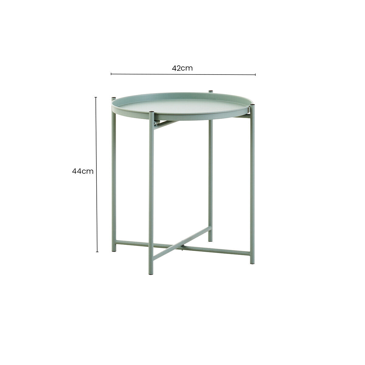 Trosa Green Finish Round Tray Side Table