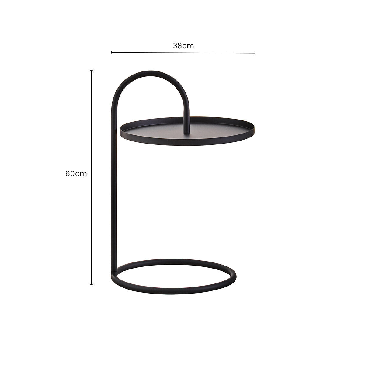Trosa Black Finish Hanging Top Side Table