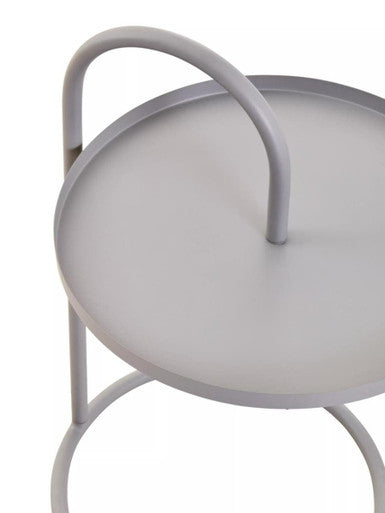 Grey Round Top Side Table with Grey Finish Iron Hanging Frame, Trosa