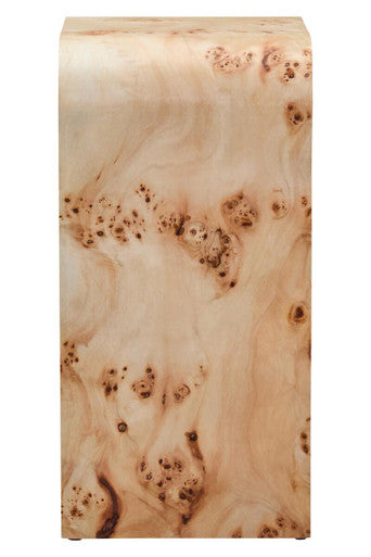 Natural Burl Wood Curved Side Table with Smooth Curved Edges, Mota