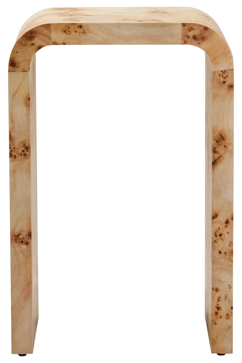 Natural Burl Wood Curved Side Table with Smooth Curved Edges, Mota