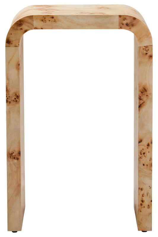 Natural Burl Wood Curved Side Table with Smooth Curved Edges, Mota