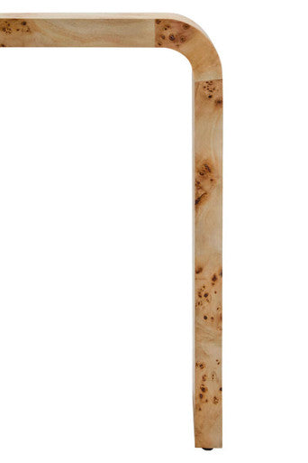 Natural Burl Wood Curved Side Table with Smooth Curved Edges, Mota