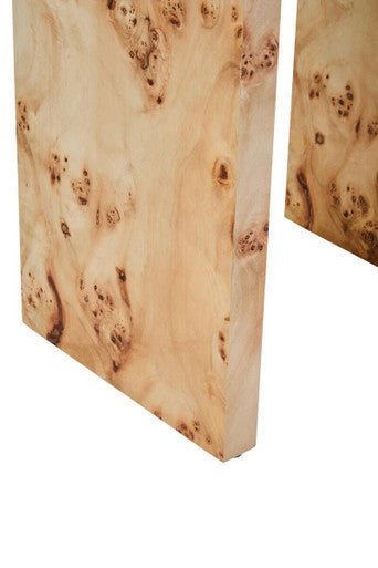 Natural Burl Wood Curved Side Table with Smooth Curved Edges, Mota