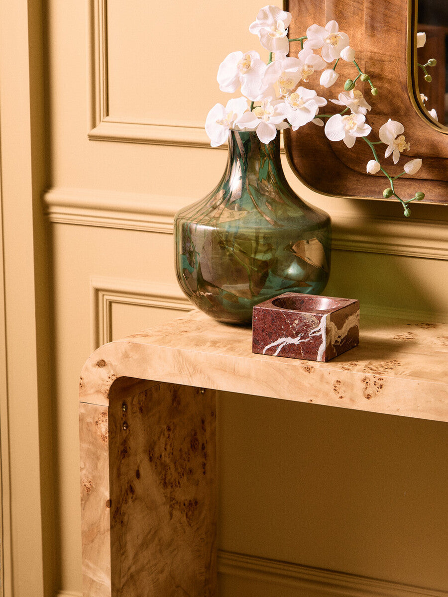 Mota Burl Wood Design Curved Console Table