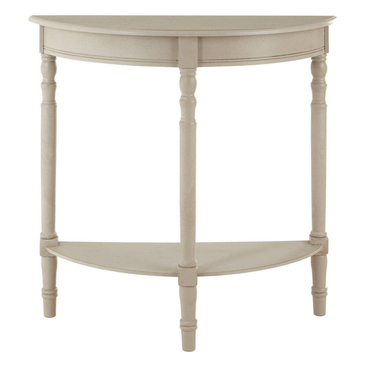 Grey Half Moon Pine Wood Console Table with 1 Lower Storage Shelf, Heritage