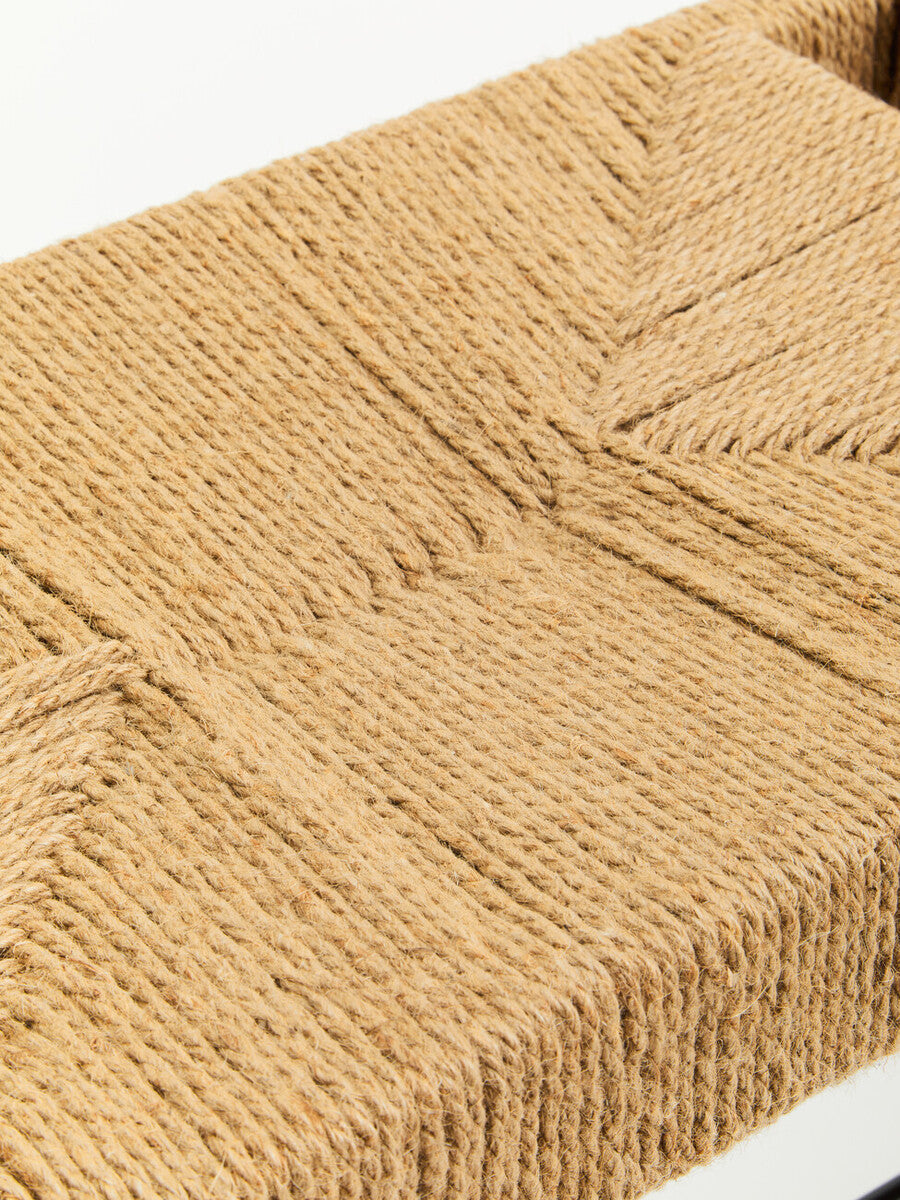 Bandar Natural Rope Woven Large Bench with Black Wooden Legs