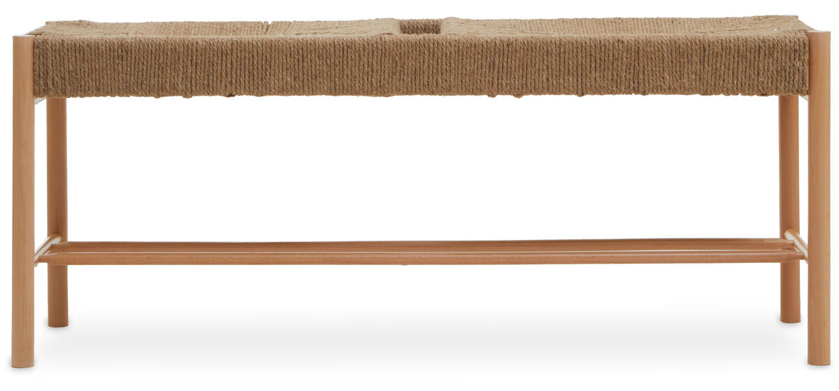 Bandar Natural Rope Woven Large Bench with Wooden Legs
