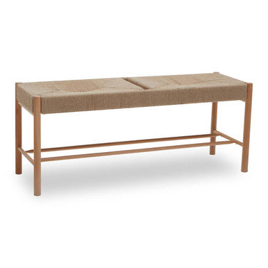 Bandar Natural Rope Woven Large Bench with Wooden Legs