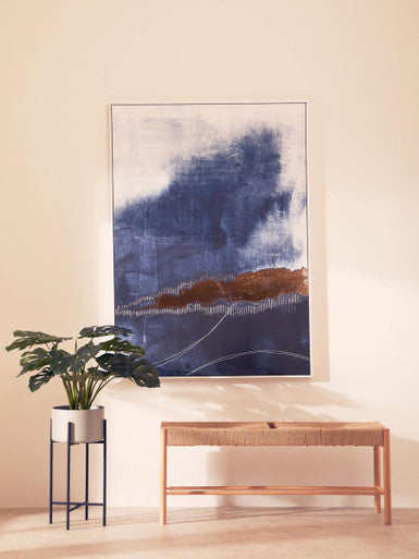 Bandar Natural Rope Woven Large Bench with Wooden Legs