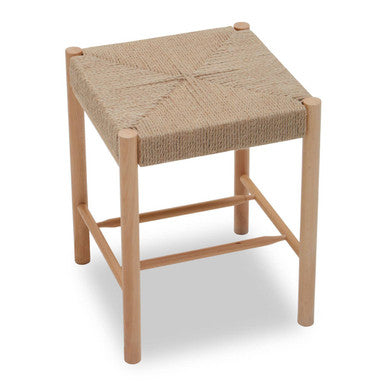 Bandar Natural Rope Woven Stool with Wooden Legs
