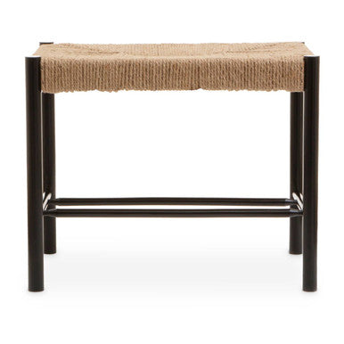 Bandar Natural Rope Woven Small Bench with Black Wooden Legs