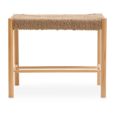Bandar Natural Rope Woven Small Bench with Wooden Legs