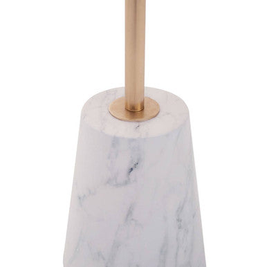 Brushed Gold Metal Top Side Table with White Marble Effect Base, Avola