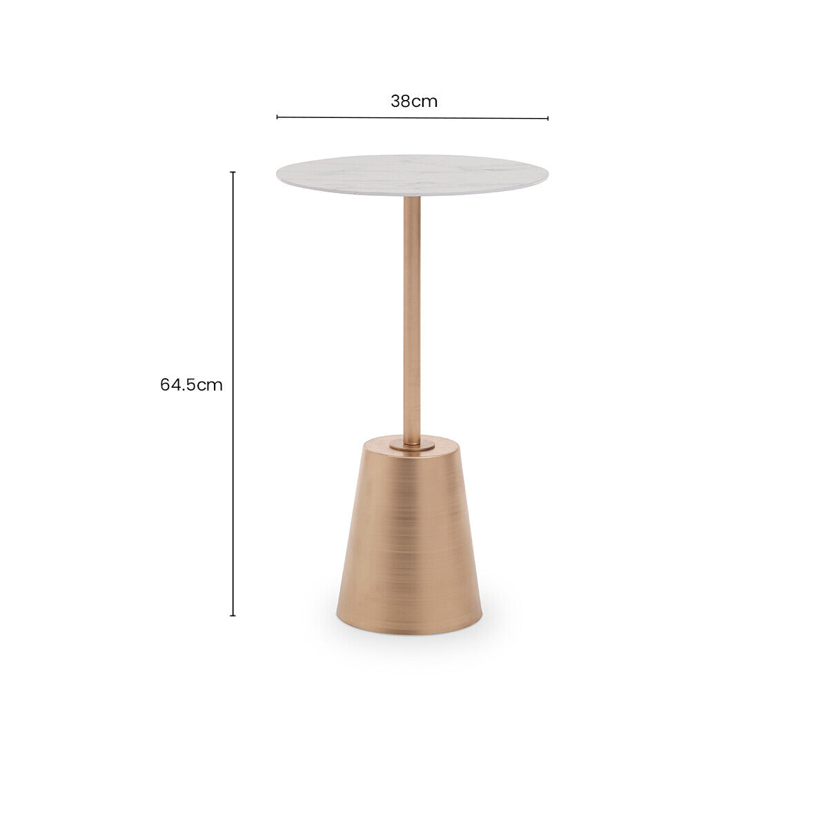 Avola White Marble Effect Side Table with Gold Finish Base