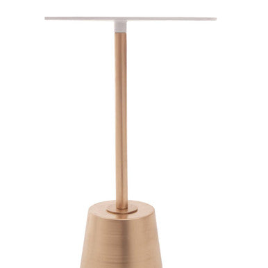 White Marble Effect Top Side Table with Gold Metal Base, Avola