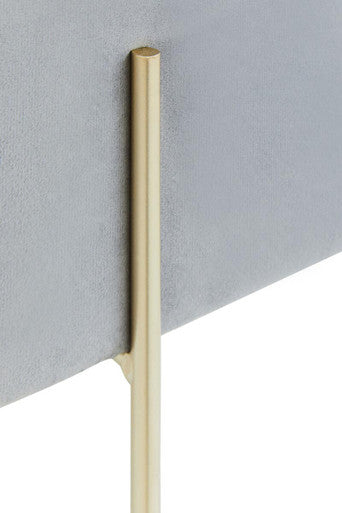 Hayes Grey Velvet Square Stool with Gold Finish Legs