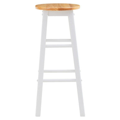 Chester White and Natural Tropical Hevea Wood Kitchen or Bar Stool