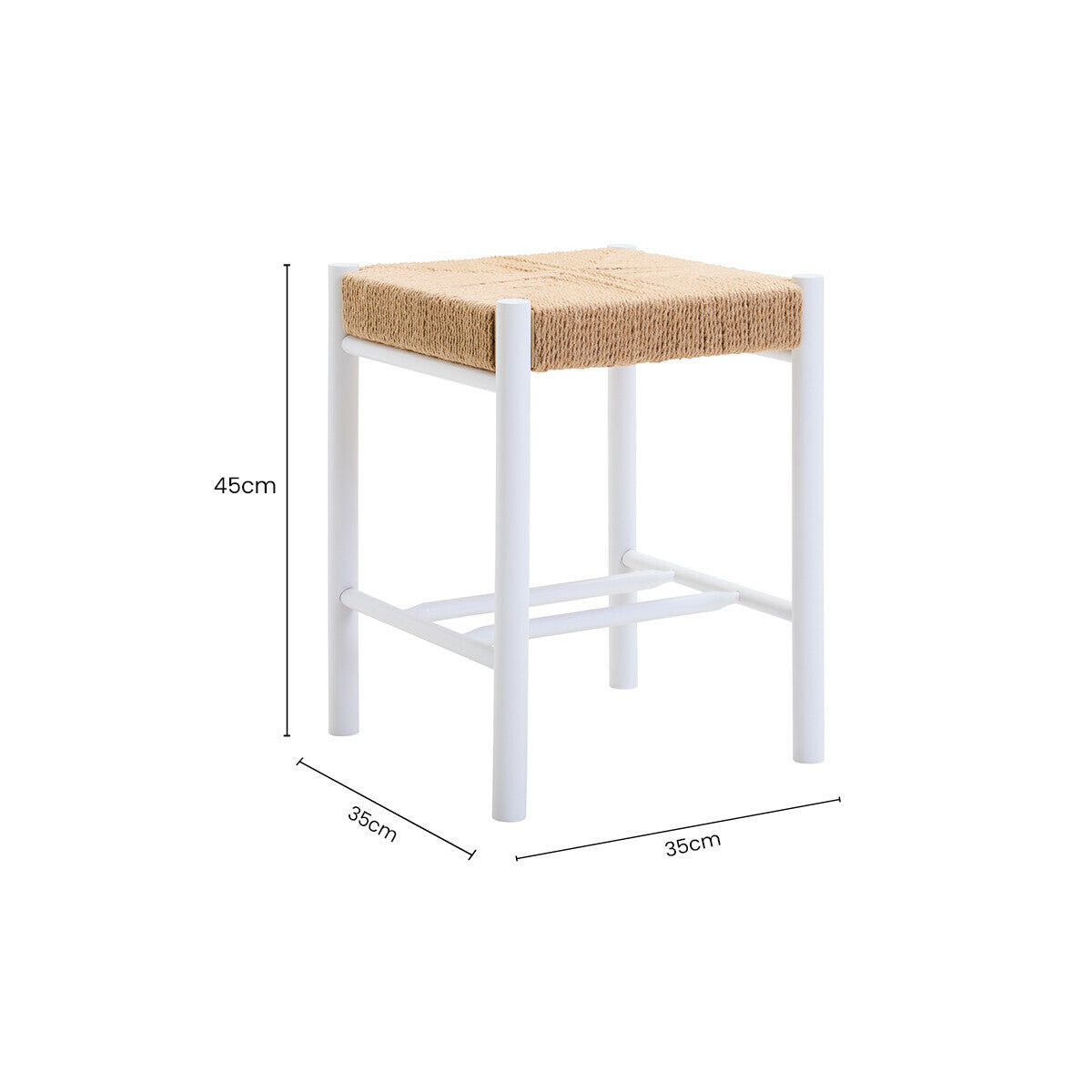 Bandar Natural Rope and White Wood Stool