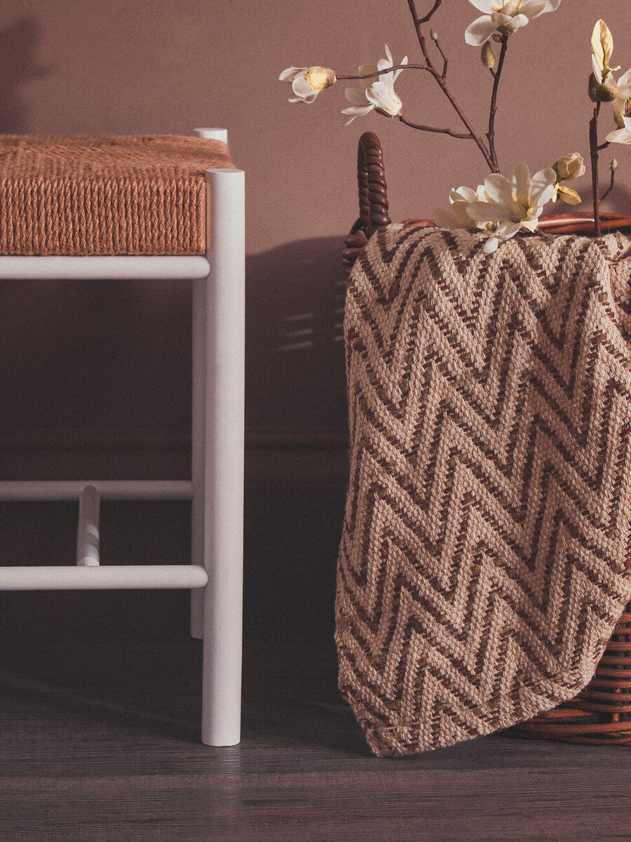 Bandar Natural Rope and White Wood Stool