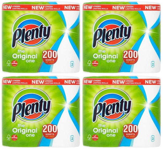 4 x Plenty Original Kitchen Roll 2 Rolls