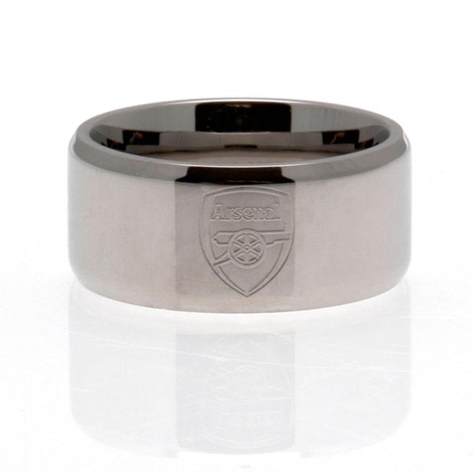 Arsenal FC Medium Stainless Steel Band Ring with Engraved Crest
