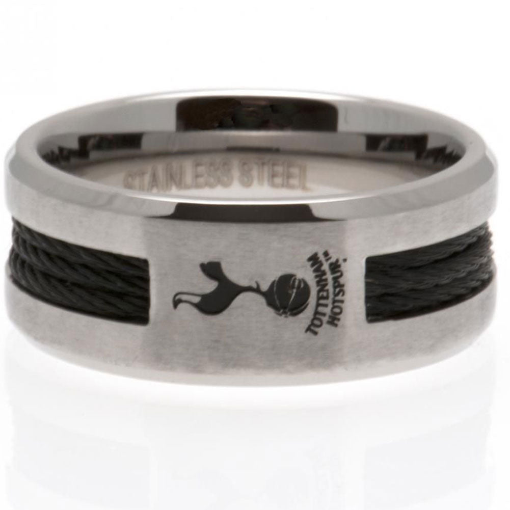 Tottenham Hotspur FC Large Black Inlay Ring - Stainless Steel with Spurs Crest