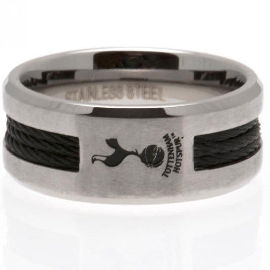 Tottenham Hotspur FC Large Black Inlay Ring - Stainless Steel with Spurs Crest