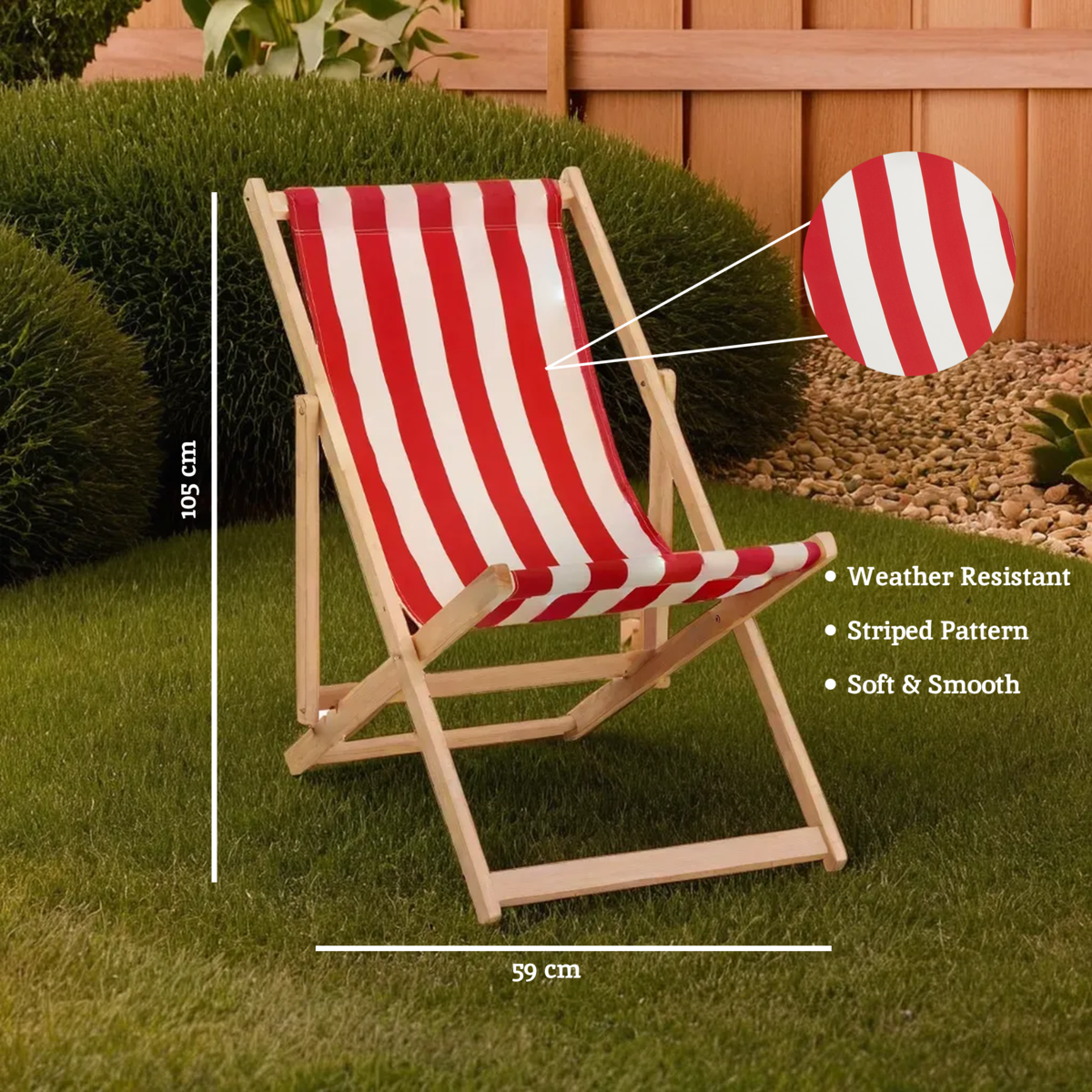 Beauport Red And White Deck Chair
