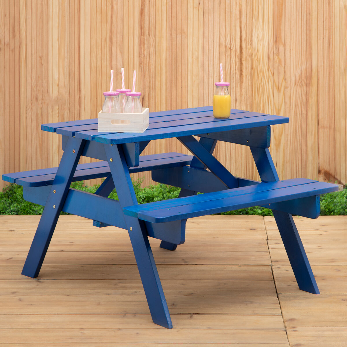 Brighton Blue Wooden Kids Picnic Bench