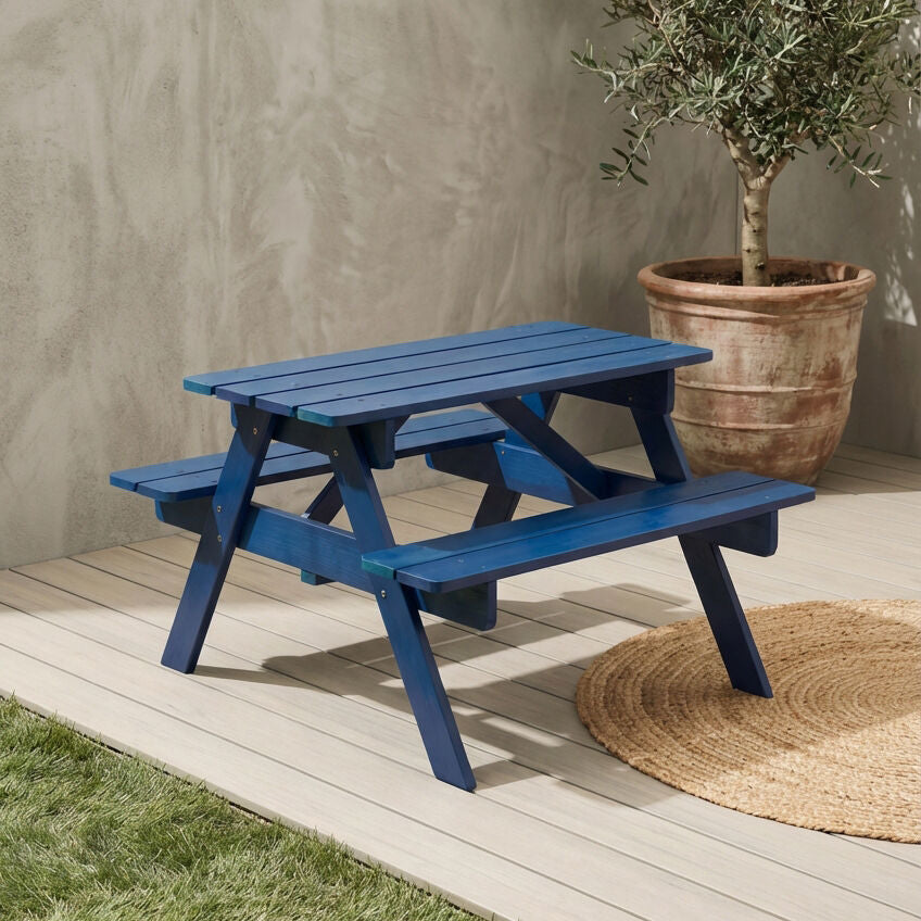 Brighton Blue Wooden Kids Picnic Bench