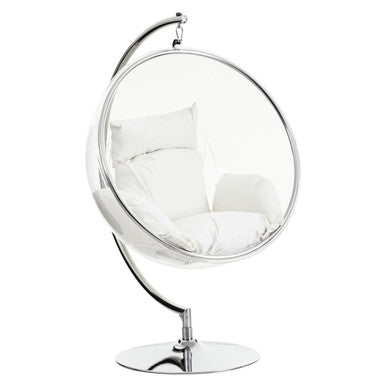 Goa Hanging Bubble Chair With Cream Cushions
