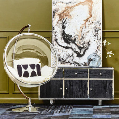 Goa Hanging Bubble Chair With Cream Cushions