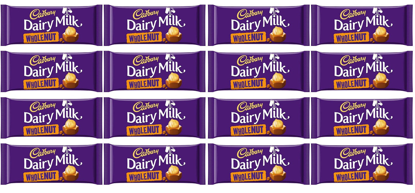 16 x Cadbury Dairy Milk Whole Nut Chocolate Bar 120G