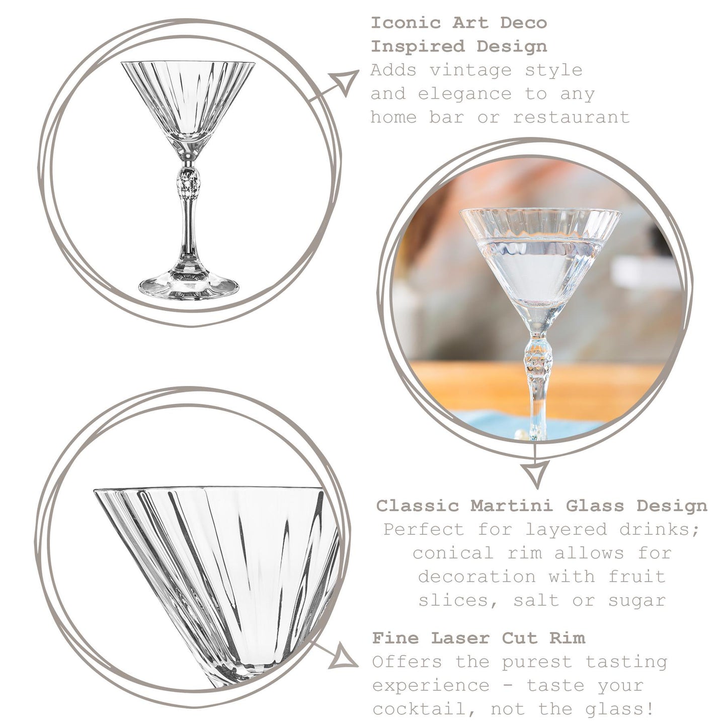155ml America '20s Martini Glasses - Pack of Six