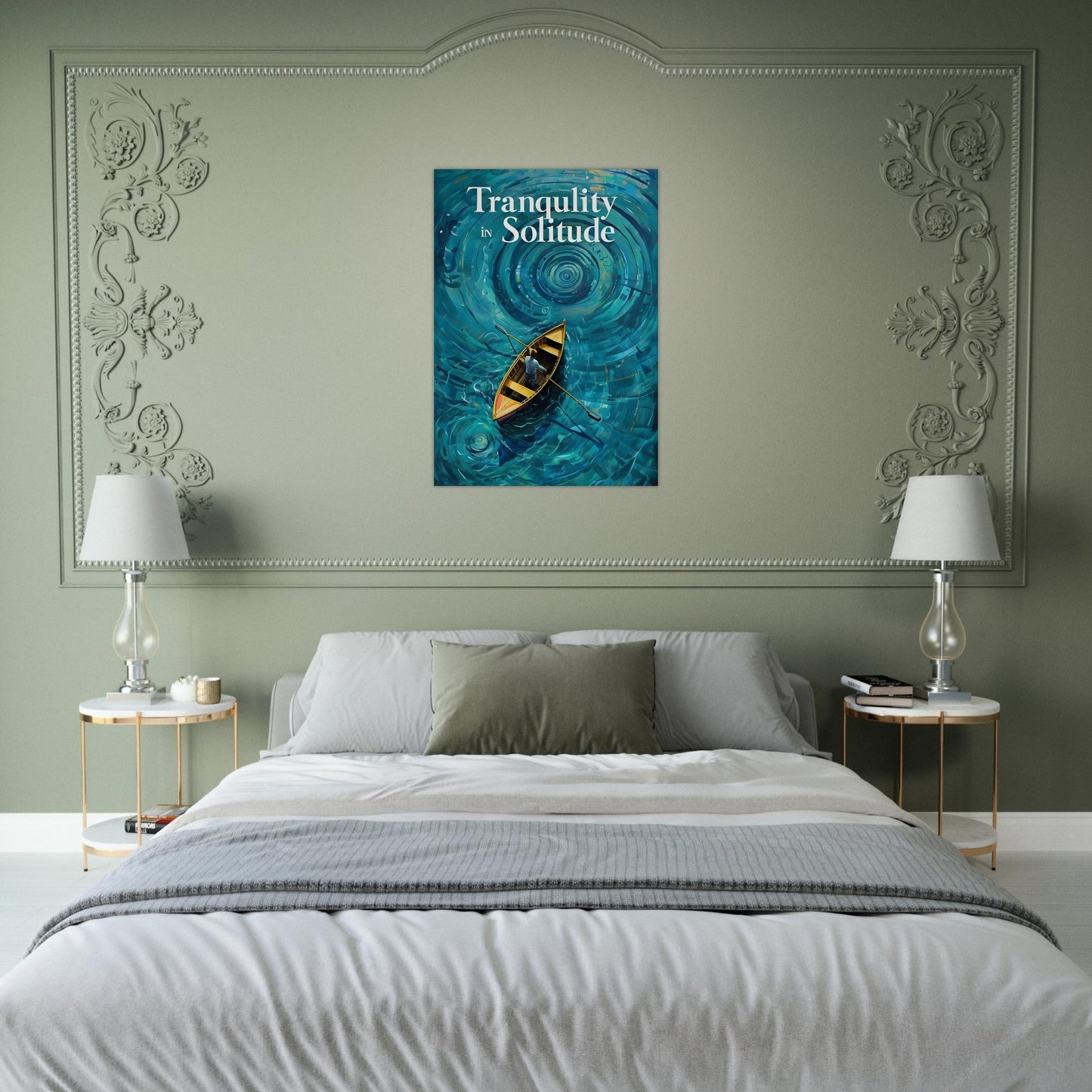 Surreal Boat Poster - Tranquility in Solitude - Stunning Teal Art Print
