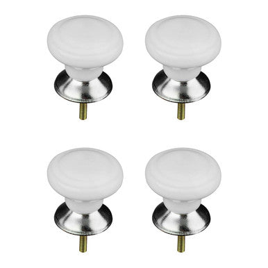 Set Of 4 Classic Design White Ceramic Drawer Knobs
