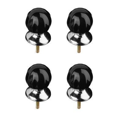 Set Of 4 Retro Style Black Ceramic Drawer Knobs