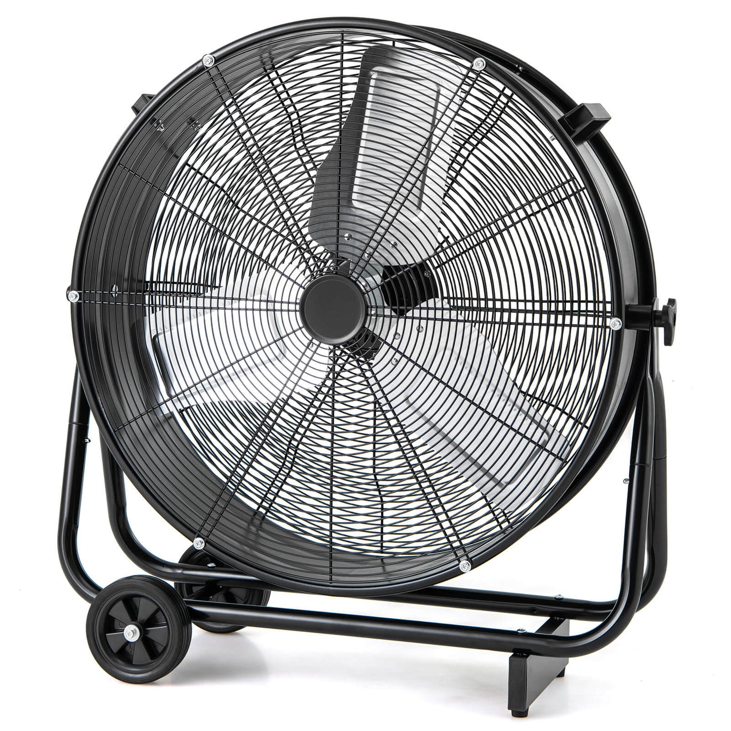 24 Inch Industrial Drum Fan with 360° Adjustable Tilt and 2 Wheels-Black