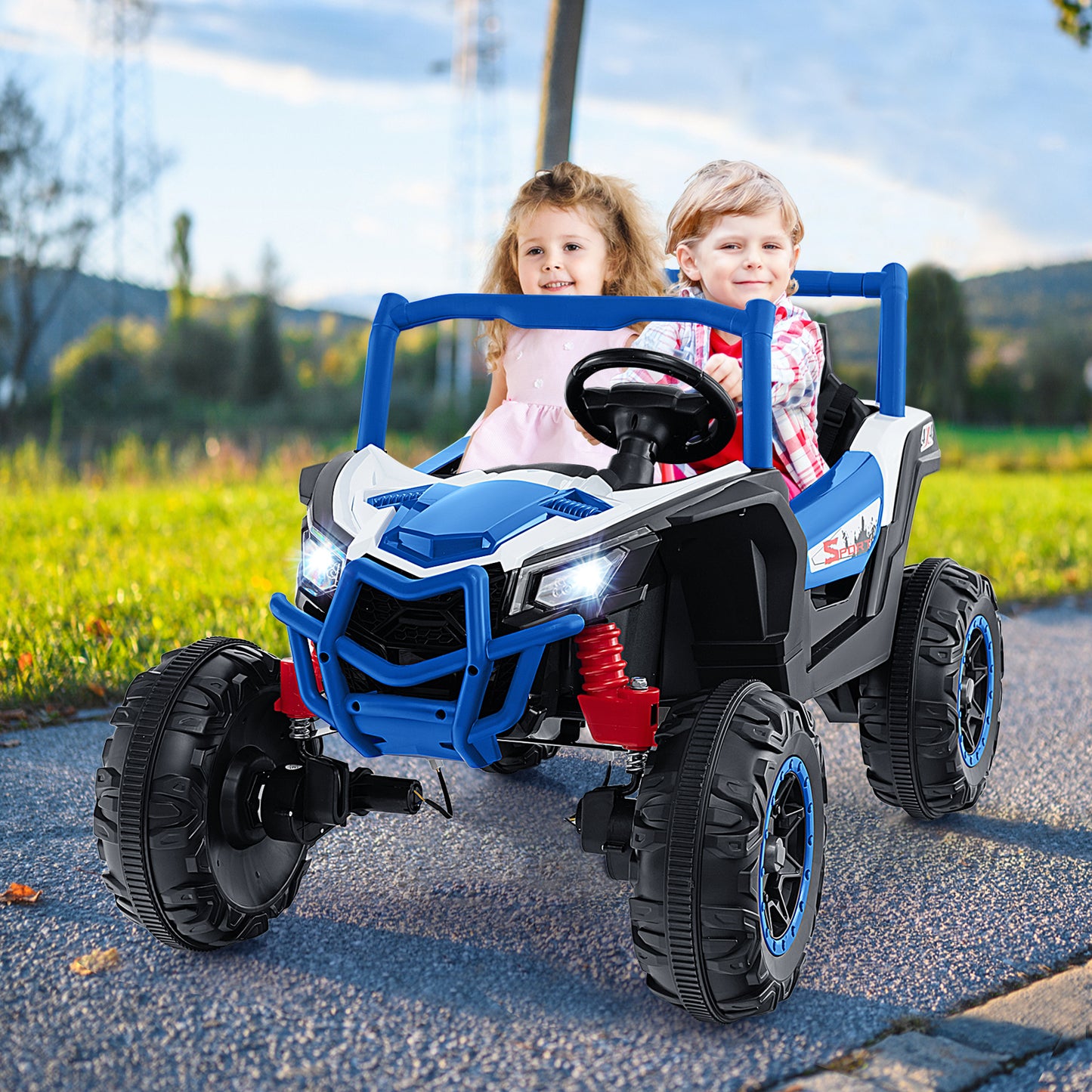24V Kids Ride on UTV with 4 x 100W Powerful Engin and Remote Control-Black