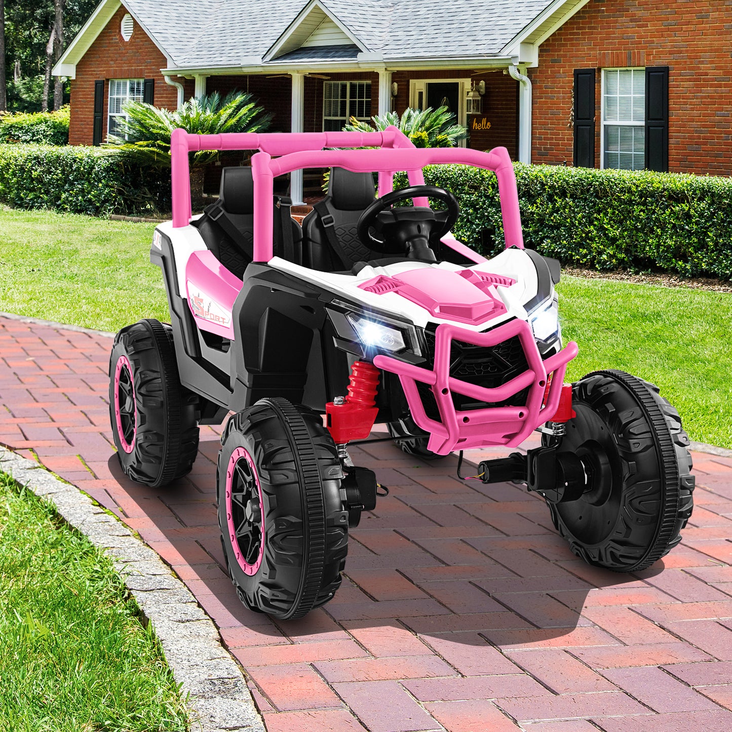 24V Kids Ride on UTV with 4 x 100W Powerful Engin and Remote Control-Black