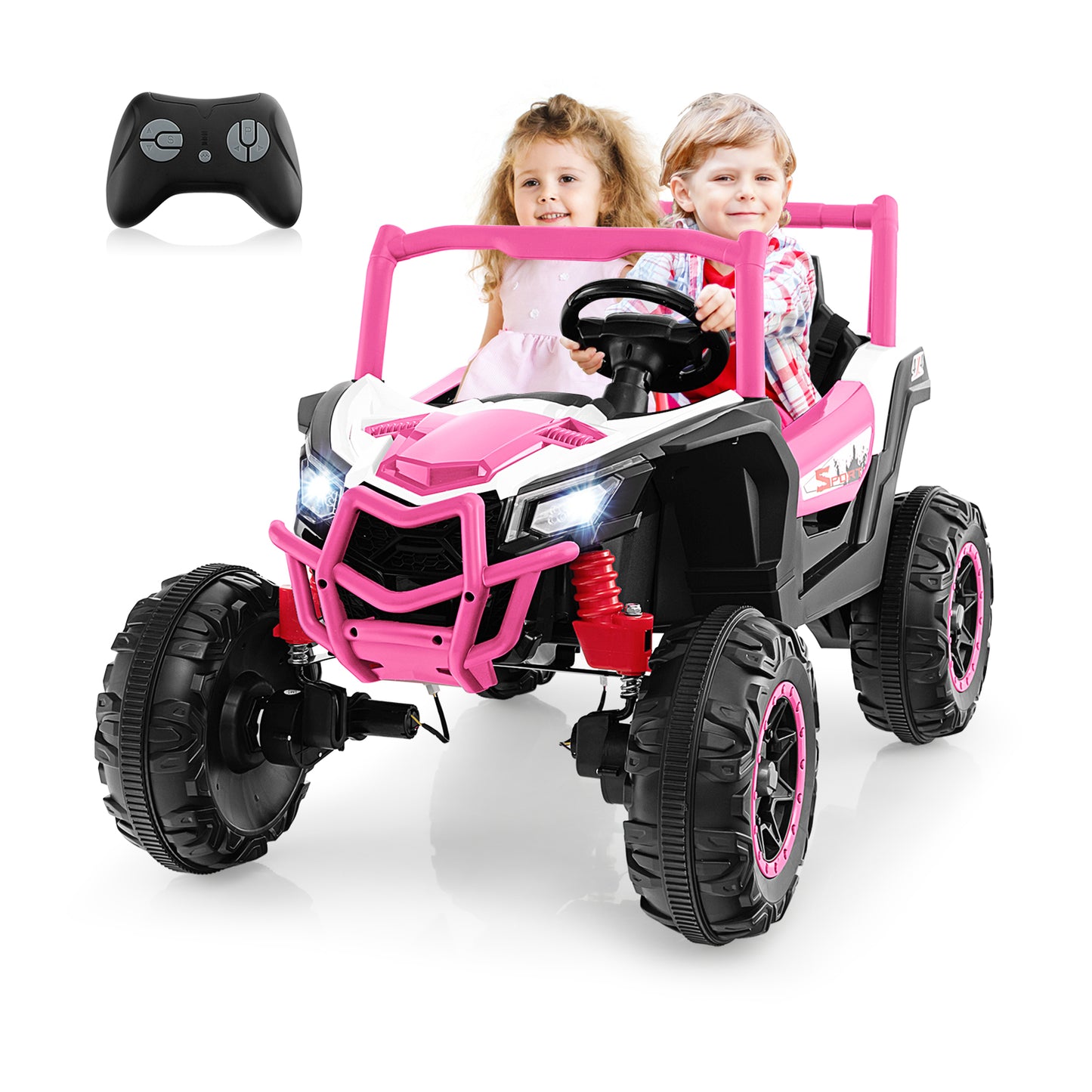 24V Kids Ride on UTV with 4 x 100W Powerful Engin and Remote Control-Black