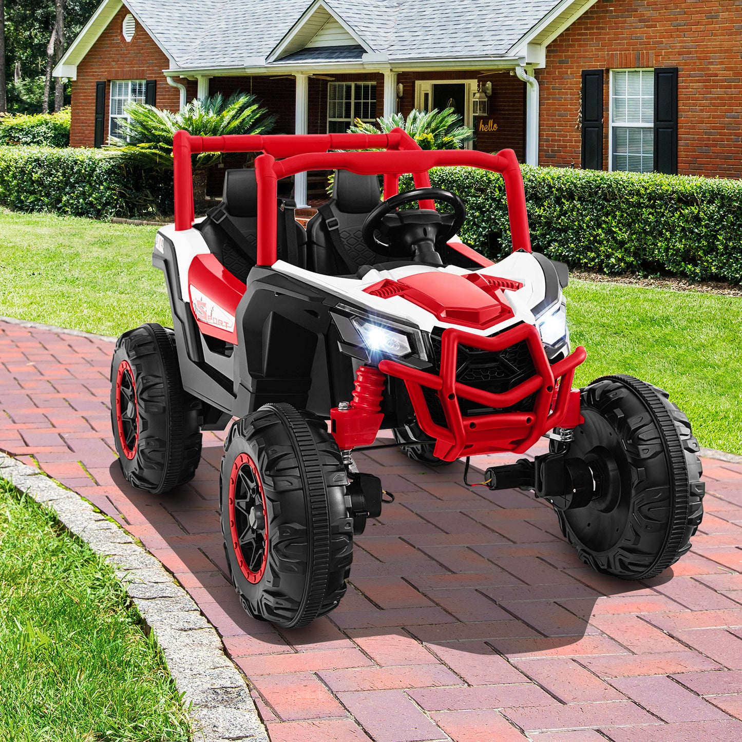 24V Kids Ride on UTV with 4 x 100W Powerful Engin and Remote Control-Black
